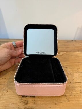 Pandora Pink Travel Jewelry Organizer Case with Mirror